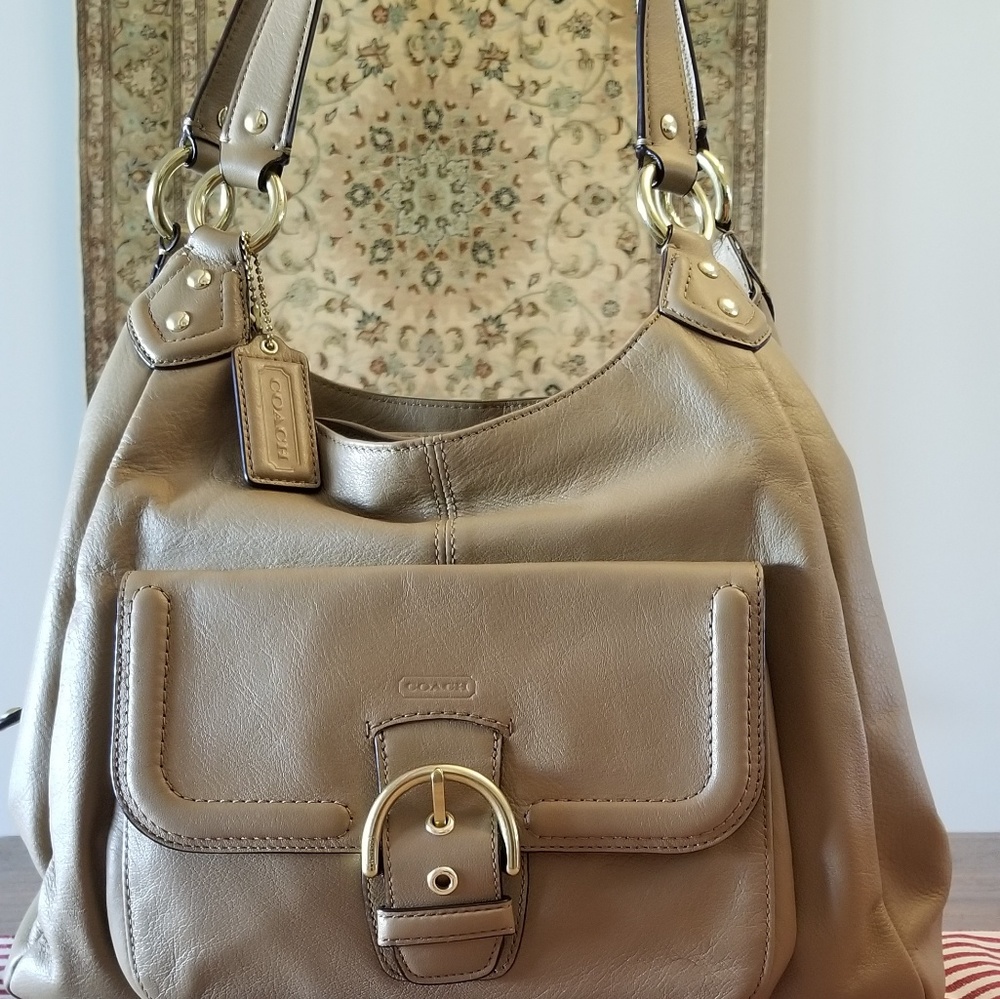 Coach Leather Shoulder Bag, Beige/Tan